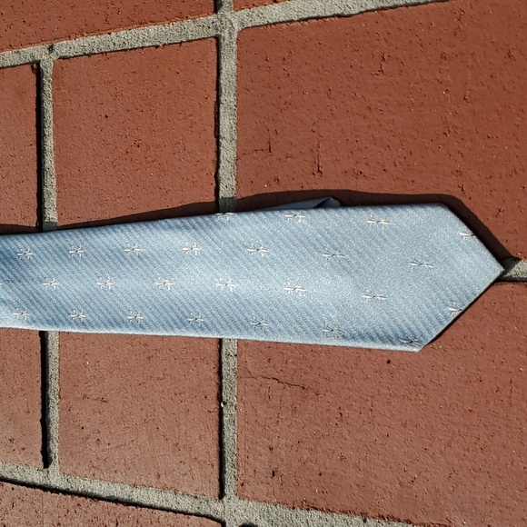 Vintage 1950s silk SKINNY 2" tie 54" baby blue - Picture 2 of 4